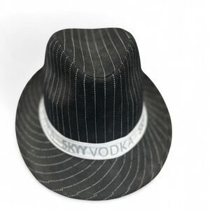 SKYY Vodka Pinstripe Fedora Hat Promo Logo Band Black Y2K